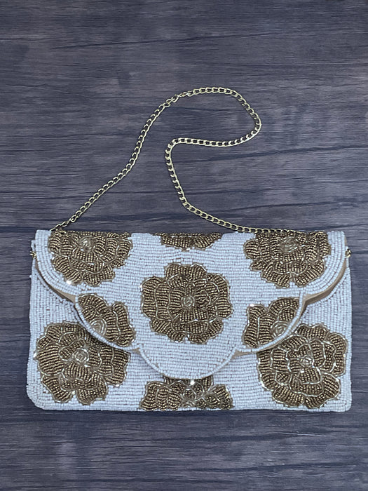Golden Beaded Clutch