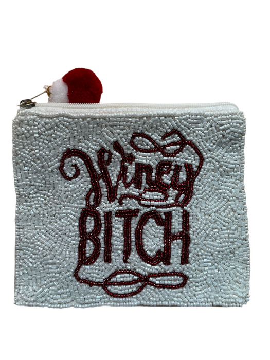 Wine Beaded Coin Purse