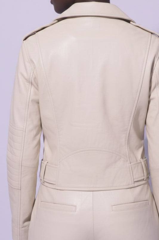 Vanilla Cream Moto Jacket