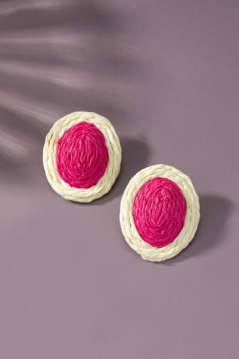 Raffia Button Earrings