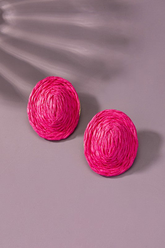 Raffia Button Earrings