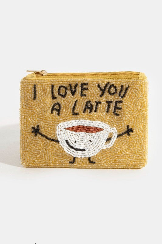 Latte Beaded Coin Purse