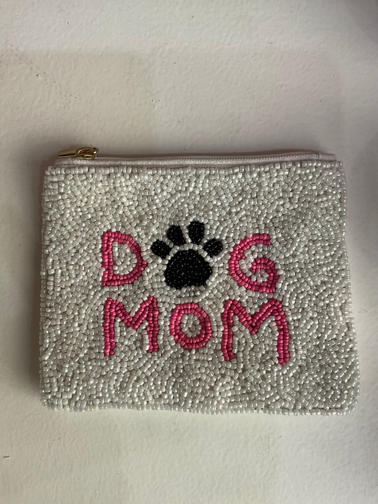 Dog Mom Beaded Coin Purse
