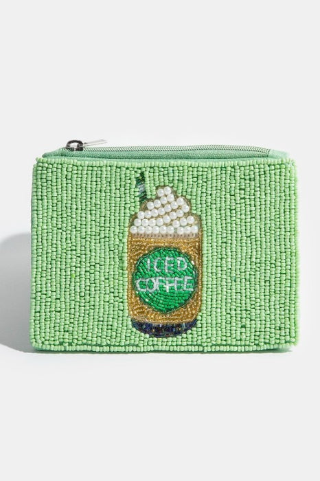 Iced Coffee Beaded Coin Purse