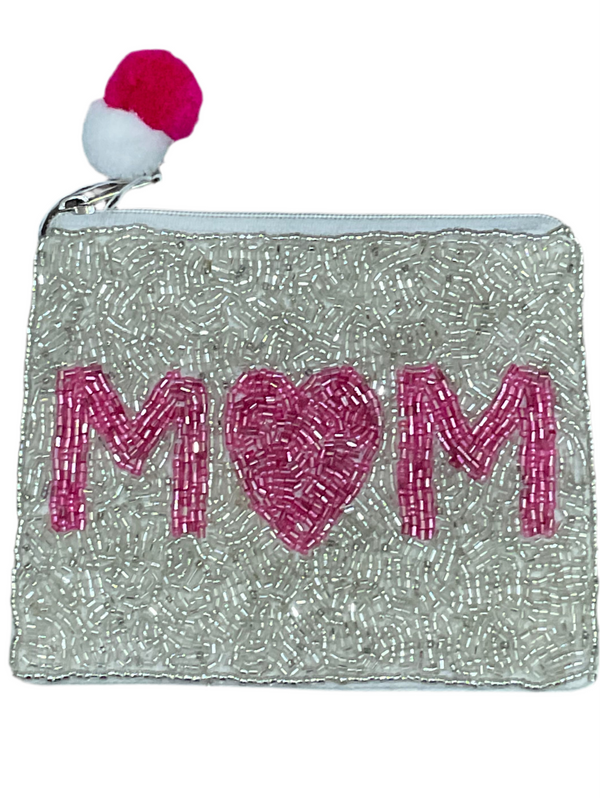 Mom Beaded Coin Purse