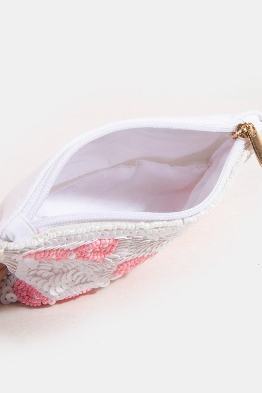 Pink Bow Beaded Coin Purse