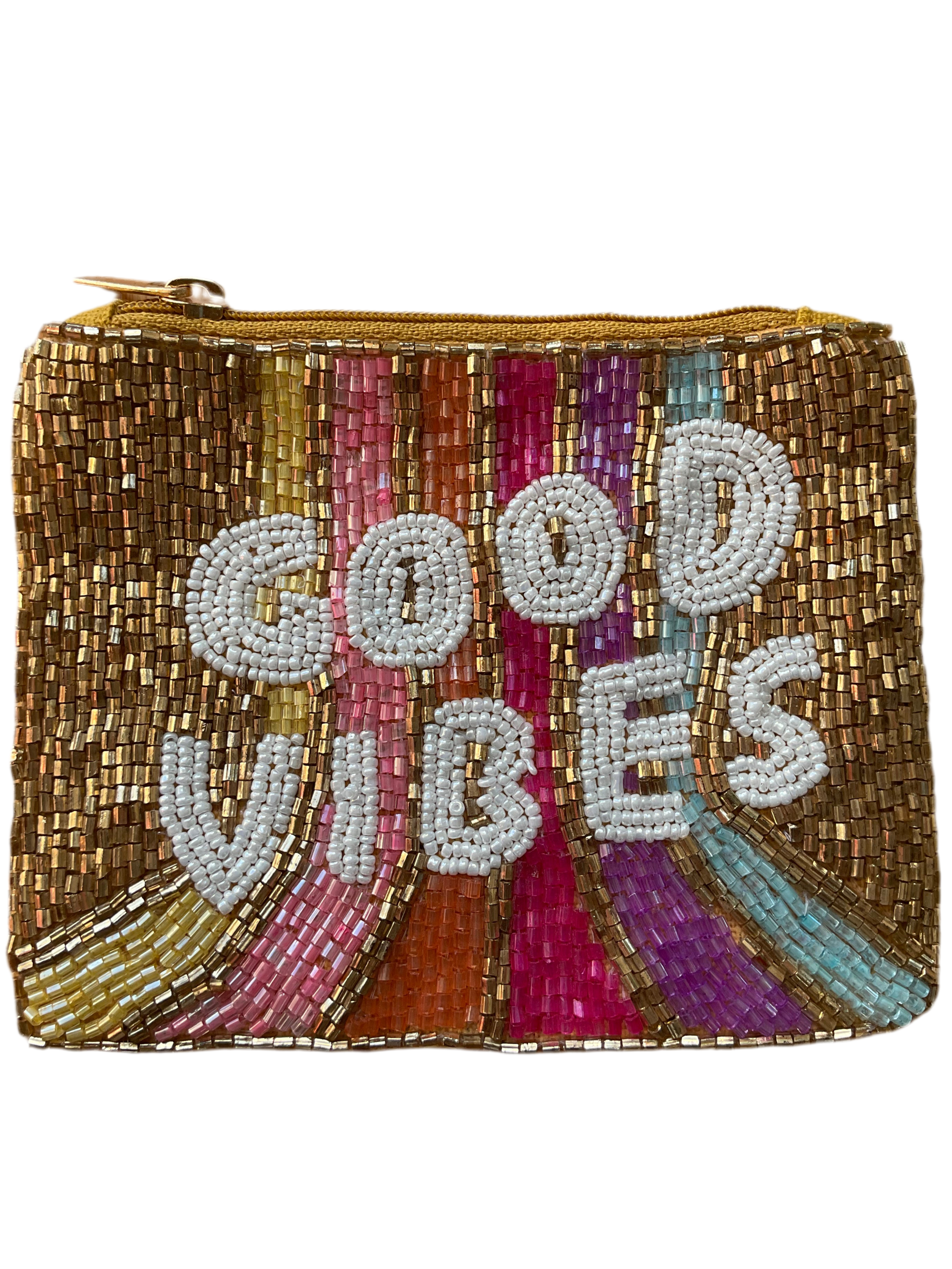 Good Vibes Beaded Coin Purse