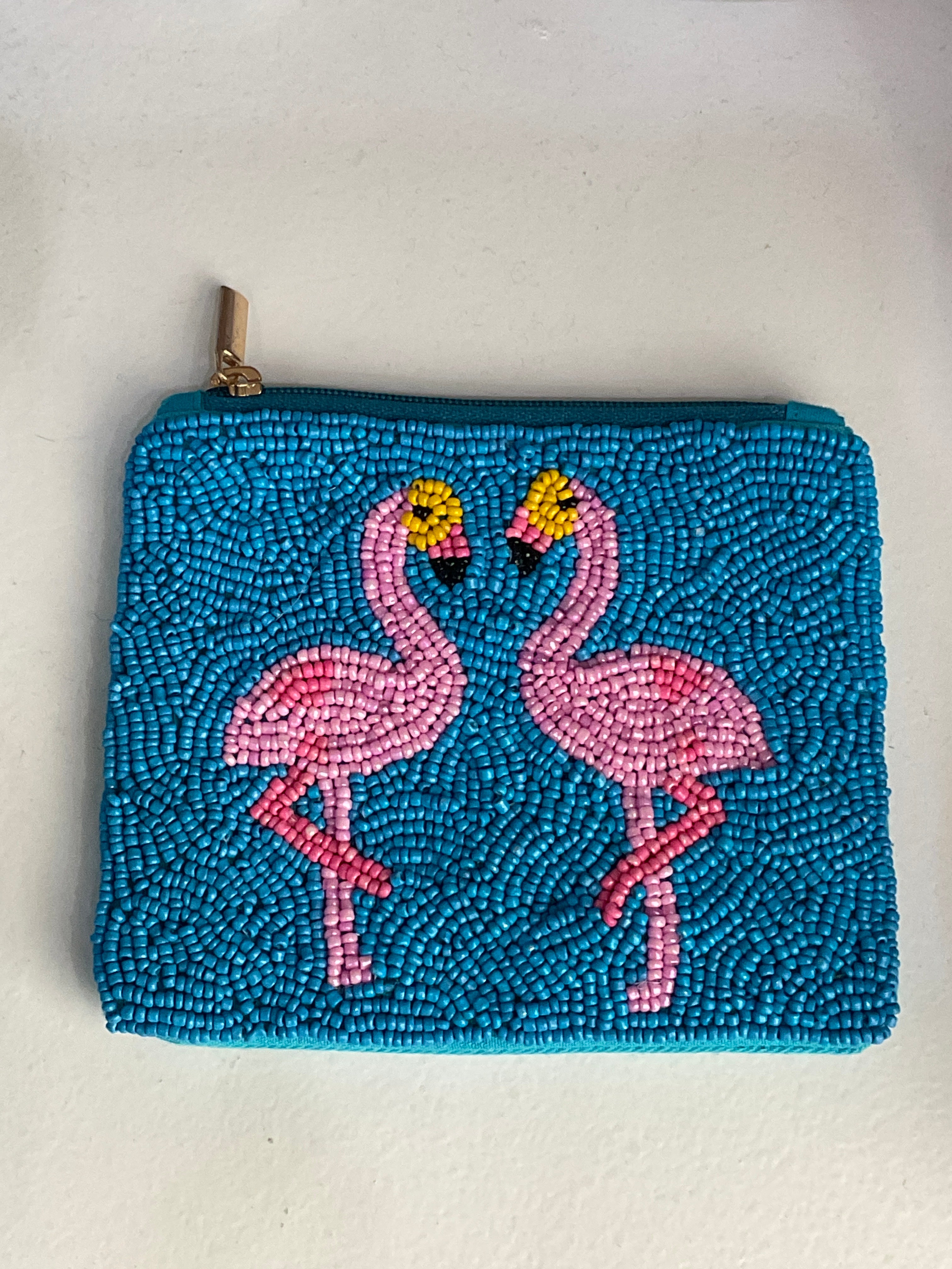 Flamingo Beaded Coin Purse