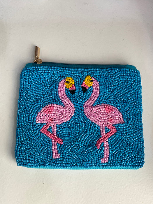 Flamingo Beaded Coin Purse