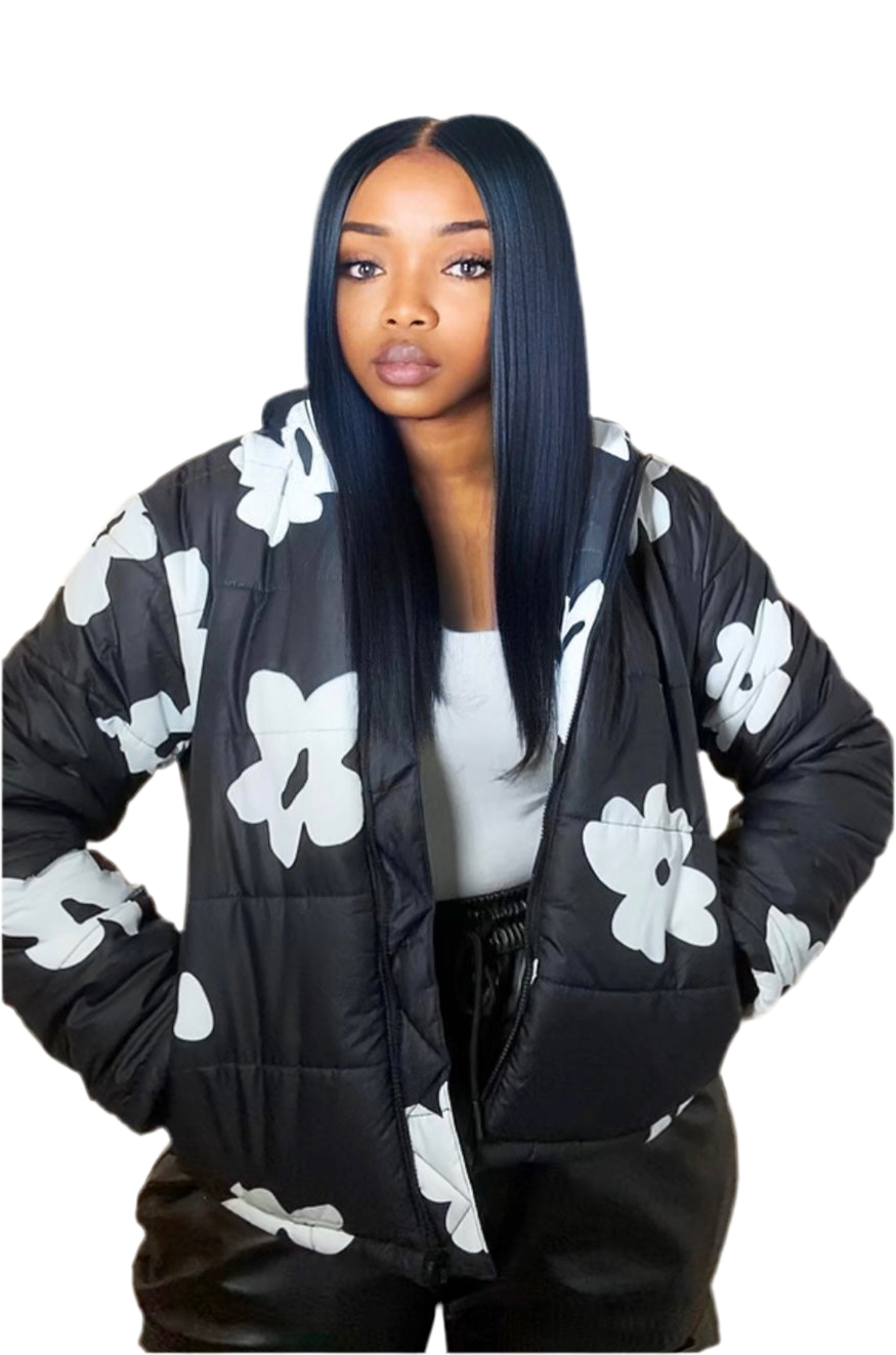 Flower puffer jacket best sale