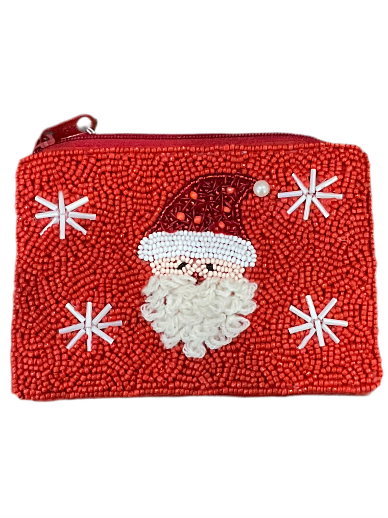 Santa Beaded Coin Purse