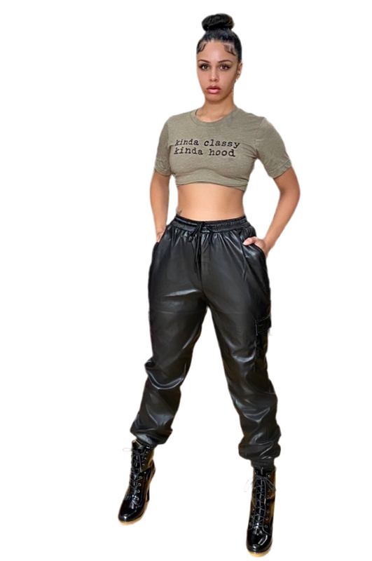 Tia Leather Joggers