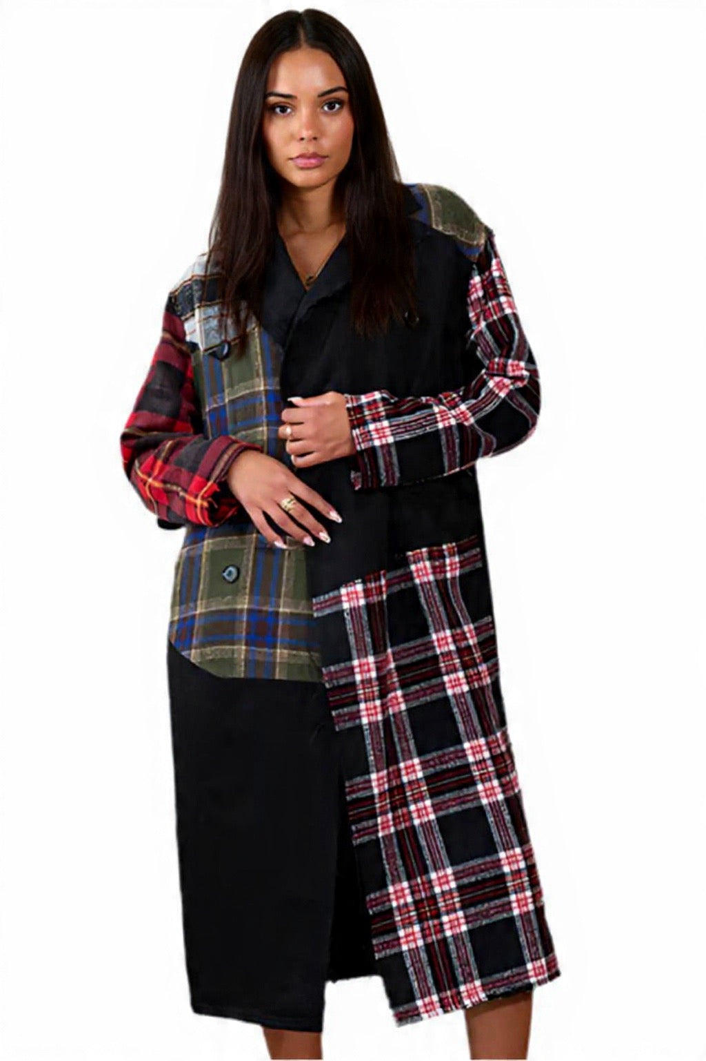 Plaid Mix Coat