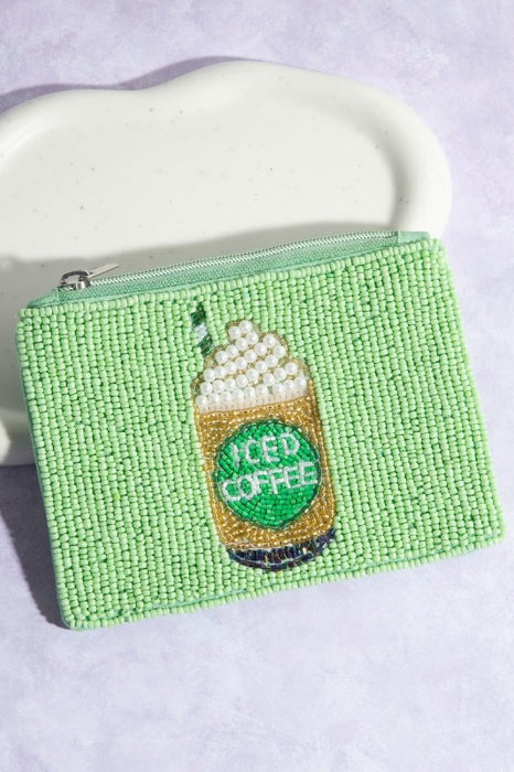 Iced Coffee Beaded Coin Purse
