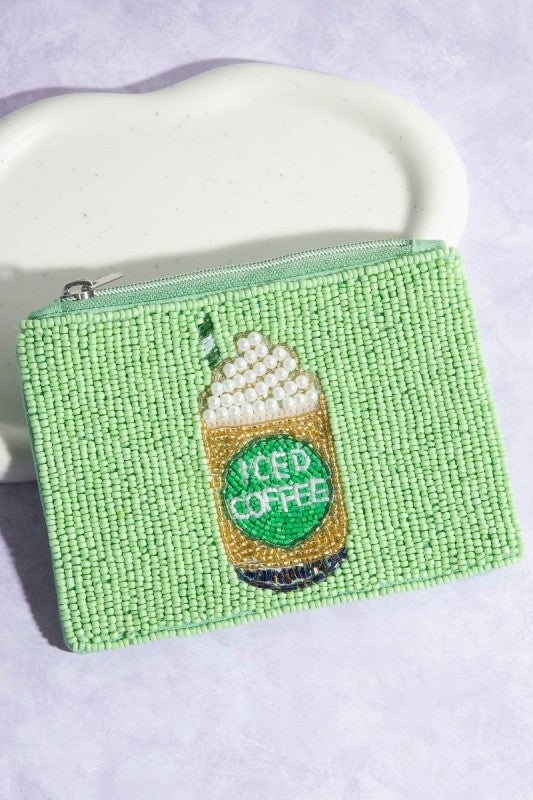 Iced Coffee Beaded Coin Purse