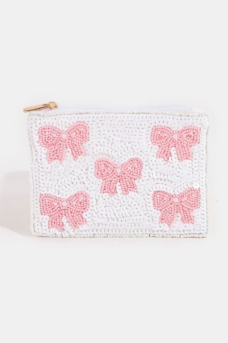 Pink Bow Beaded Coin Purse