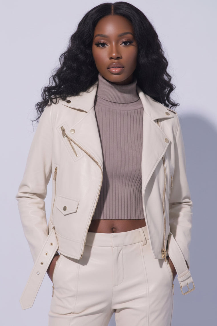 Vanilla Cream Moto Jacket