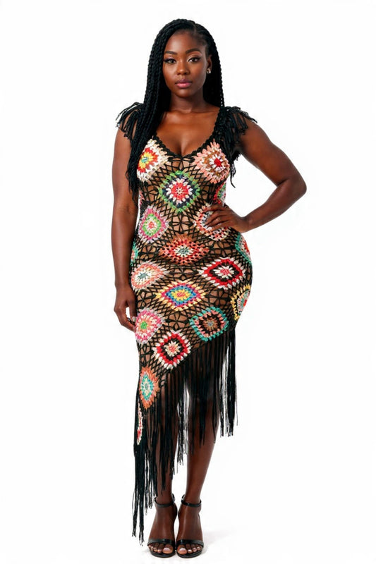Crochet Fringe Dress Vamp Boutique Crochet Fringe Dress Vamp Boutique