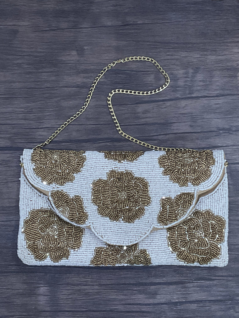 Golden Beaded Clutch