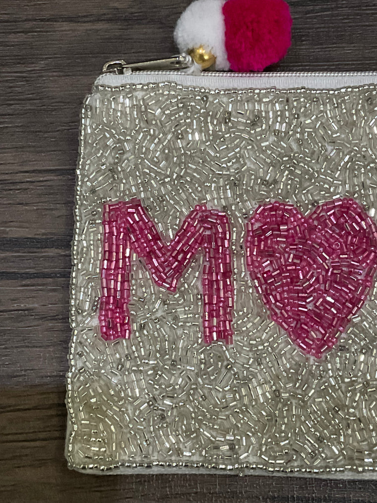 Mom Beaded Coin Purse