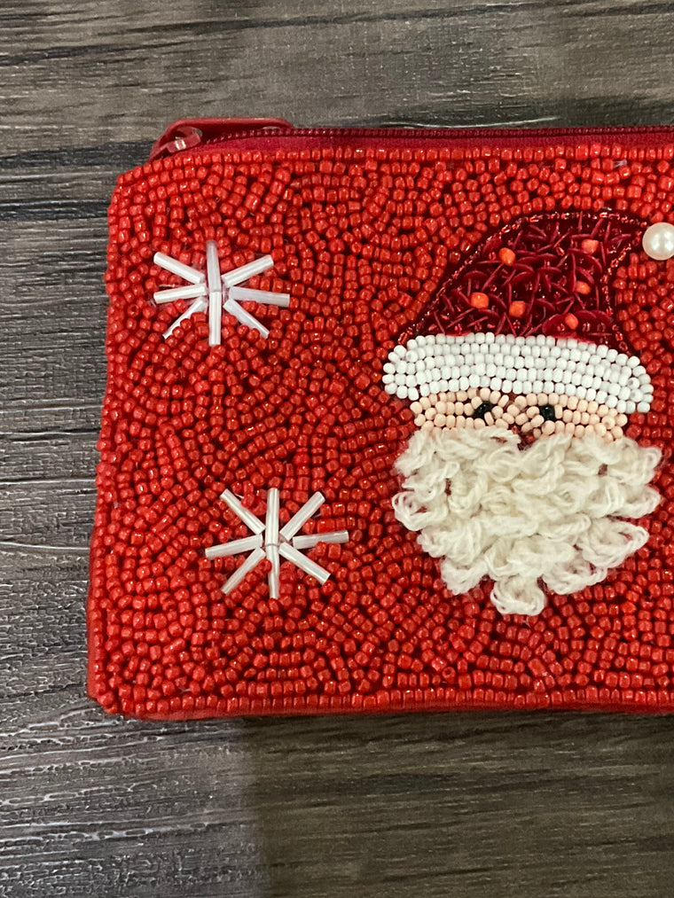 Santa Beaded Coin Purse