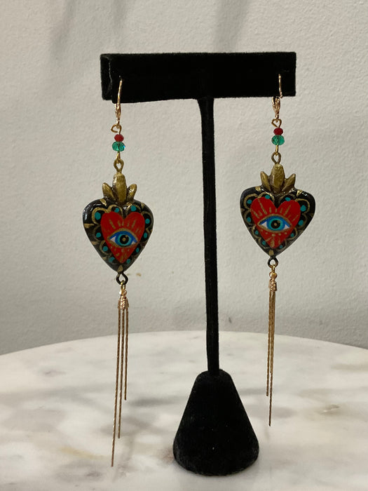 Eye Heart Dangle Earrings