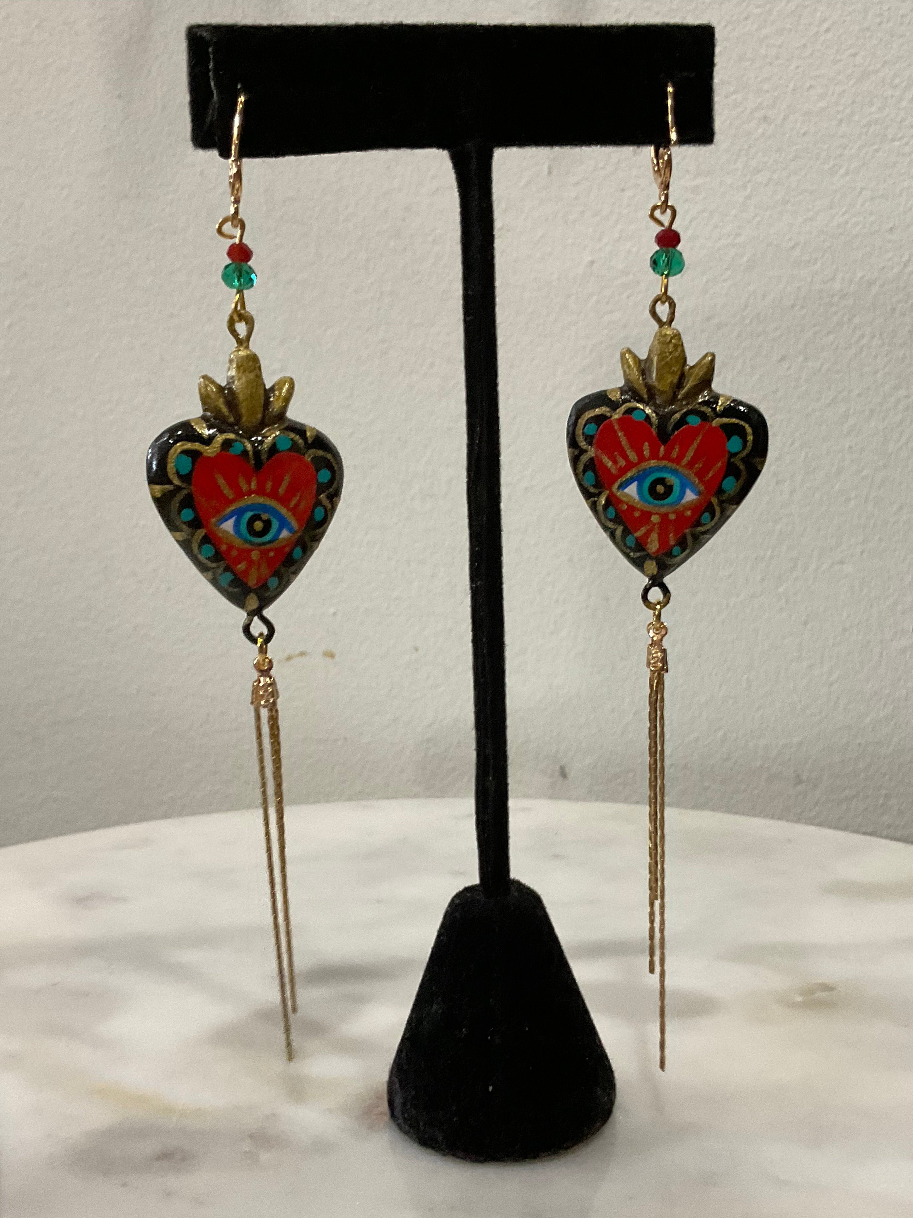 Eye Heart Dangle Earrings