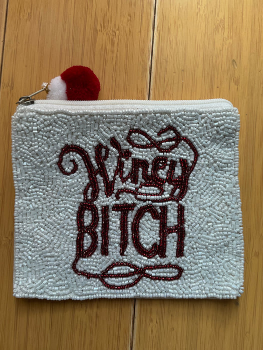 Wine Beaded Coin Purse