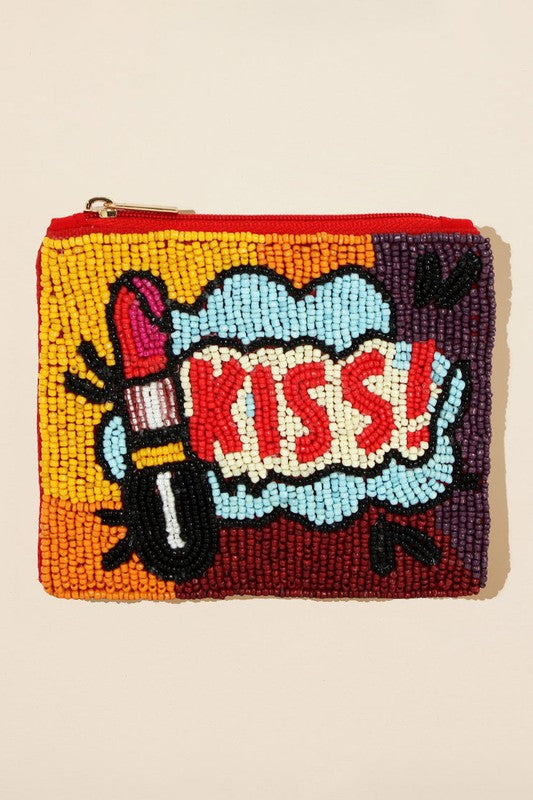 Kiss Beaded Coin Purse