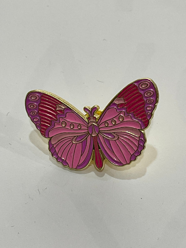 Pink Petal Butterfly Pin