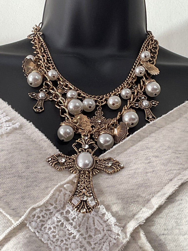 Pearl Cross Necklace