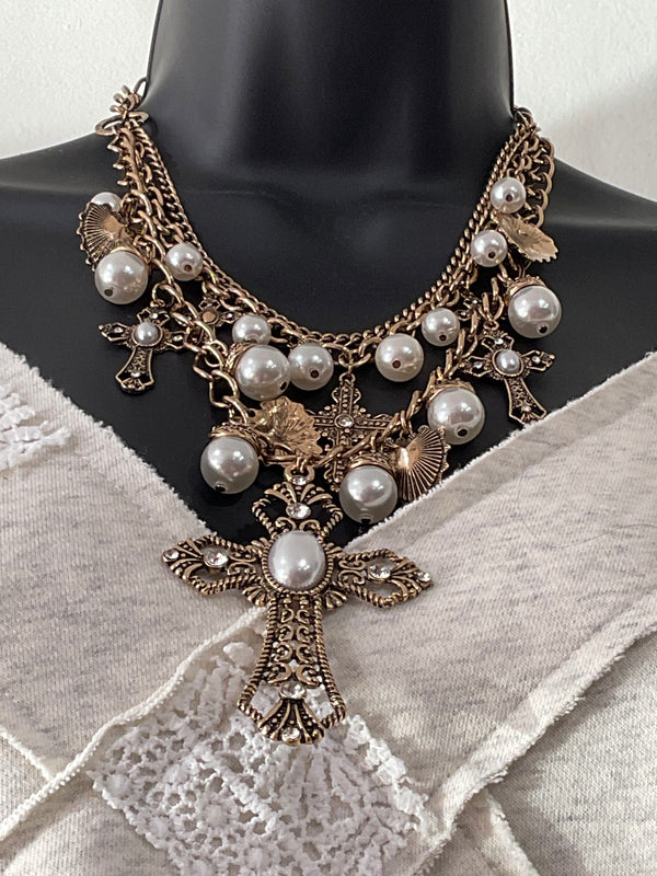Pearl Cross Necklace