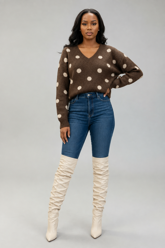 Cocoa and Cream Polka Dot Sweater