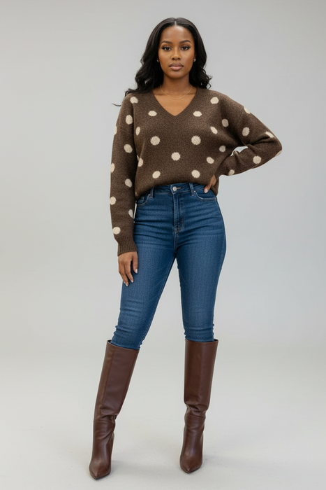Cocoa and Cream Polka Dot Sweater