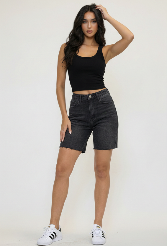 Blackout Denim Shorts