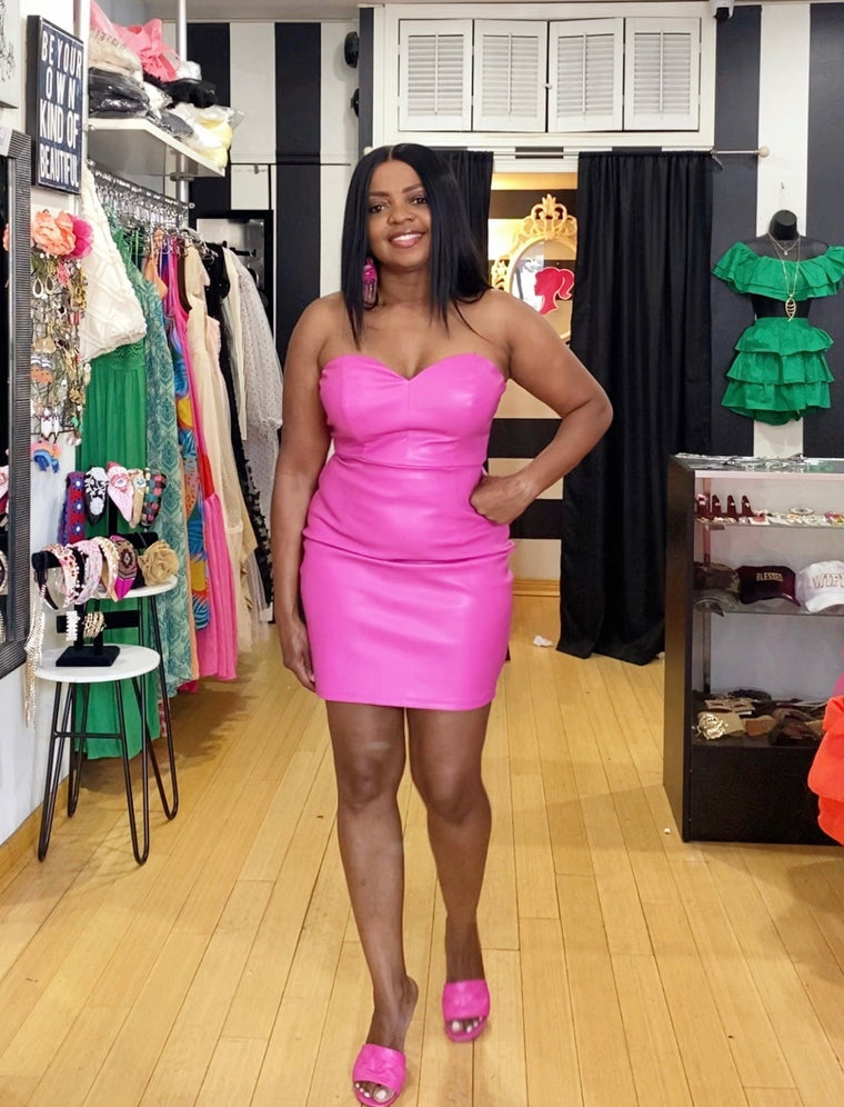 Bria Leather Mini Dress