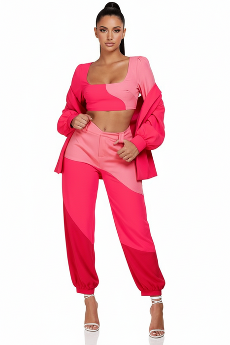 Colorblock Pants Set