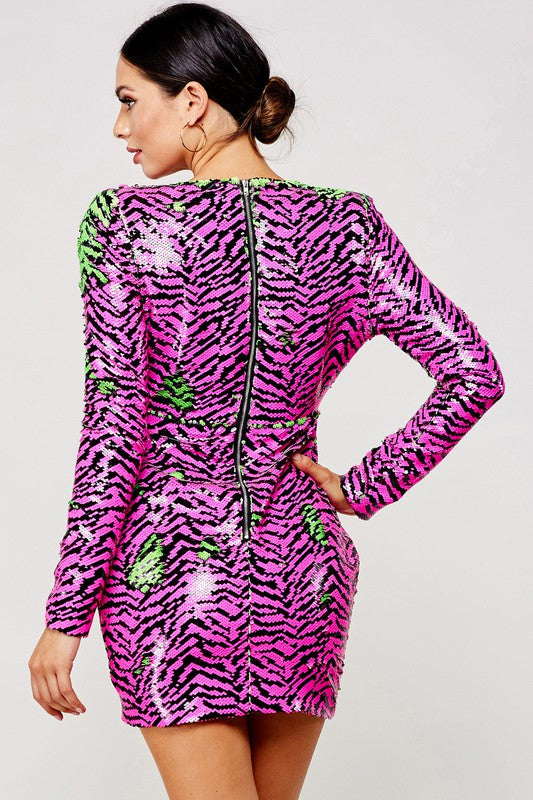 Tiger Reversible Sequins Dress