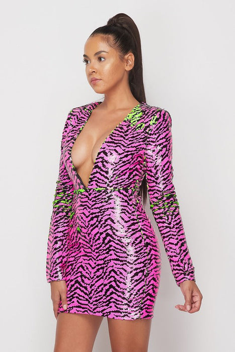 Tiger Reversible Sequins Dress