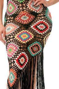 Vestido Maxi Tejido Coastal Cruise - Negro/Combinado | S Vestido Maxi Tejido Coastal Cruise - Negro/Combinado | S
