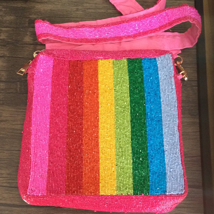 Rainbow Beaded Crossbody